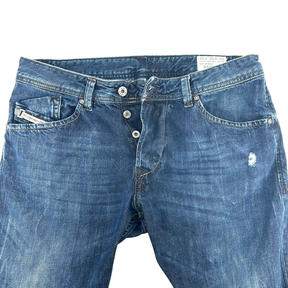 Diesel Darron Regular Slim Tapered Jeans Wash 0RM80 Dark Blue Distressed 32x32